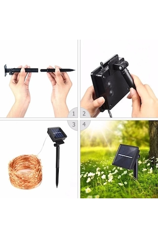 Monozone Solar 100 Led 12metre Güneş Enerjili Bahçe Ev Parti Işık