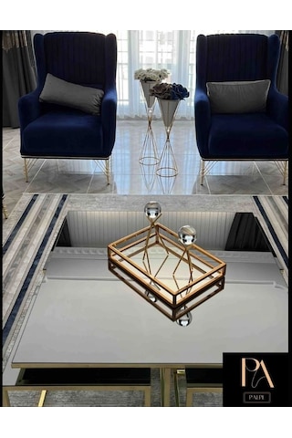 Gold Ü 2'li Ofis Metal Aksesuar Biblo Ev Salon Dekorasyon Obje