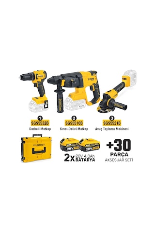 Sgs Combo Set 3 Parça Darbeli Matkap/kırıcı-delici Matkap/avuç Taşlama Makinesi