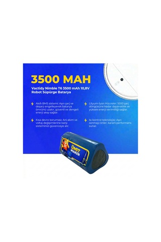 Vactidy Nimble T6 3500 Mah 10,8v Robot Süpürge Batarya