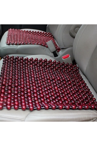 44x44cm Yaz Araba Saf Ahşap Boncuk Kare Koltuk Minderi Kırmızı