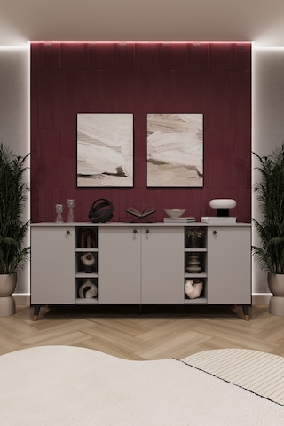 Asra Trend Lüks Konsol Tv Ünitesi %100 Mdf Salon Ve Yemek Odası Ünitesi Knsl05 Kül Gri