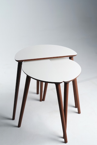 Roma 3'lü Zigon Sehpa %100 Mdf Yarım Ay Beyaz