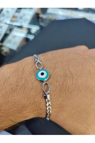 Modagümüşevi Bayan925 Ayar Gümüş Firuze Taşlı Gurmet Bileklik