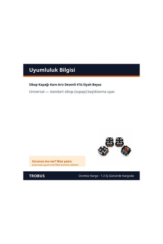 Trobus Sibop Kapağı Kare Artı Desenli 4'lü Siyah Beyaz
