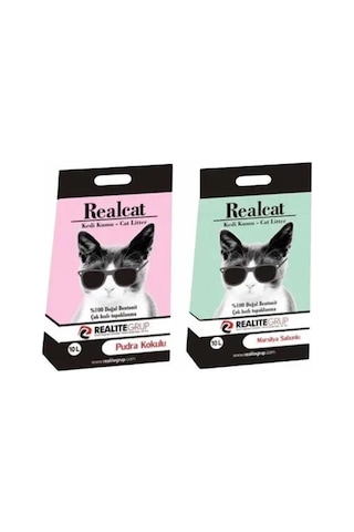 Realcat Pudra Kokulu Kedi Kumu 10 L + Marsilya Sabunu Kokulu Kedi Kumu 10 L