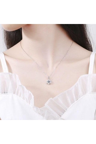 Turuncu Bague Ringen 100% 925 Gümüş Güzel Kolye 1 Karat Mozanit Klasik Kar Tanesi Kolye Kadınlar Için Düğün Moda Takı Hediyeler