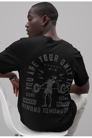 Senin Tek Sınırın Sensin Halter Sırt Baskılı Unisex Oversize Fitn Siyah