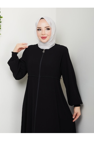 Eslemnur Gündelik Hac Ve Umrelik Mevlana Ortası Işlemeli Ferace Siyah