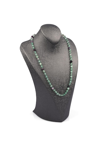 Florit Doğal Taş 6 Mm Düğümlü Kolye Çok Renkli