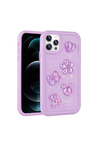 Goocamp Apple iPhone Uyumlu 13 Pro Max Kılıf Kabartma Figürlü Parlak Toys Silikon Kapak - Açık Ye Açik Yeşil