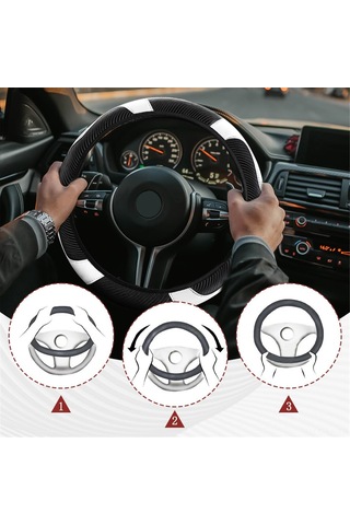 Yifomall 38cm Evrensel Deri Direksiyon Kılıfı - Nefes Alıcı, Kaymazsız, Korumalı, Kadınlar İçin Moda Tasarım Beyaz