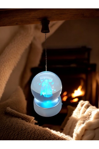 Turkuaz Renk Işıklı Küre Biblo