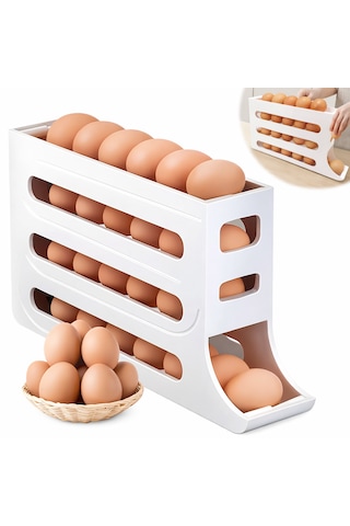 Microcase Abs Plastik Dolapiçi Yuvarlanır Tip Yumurta Organizer Ve Standı Al54529 Beyaz