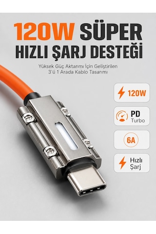 Znv Zenvia Mey İthalat Led Göstergeli 120w Pd Turbo Destekli Premium 3'ü 1 Arada Şarj Kablosu Znv2025 Cmn Belirtilmemiş