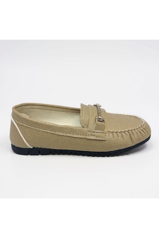 Dosa Shoes Kadın Babet Taba Zincir Tokalı Hafif Rahat Taban Şık Günlük Ayakkabı Vizon