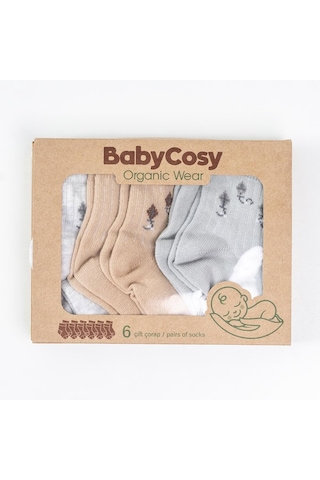 Babycosy Organic Wear Csyc1010 Bebek 6'lı Çorap %100 Organik Pamuk Bebek - Yenidoğan - Csyc1010 Karışık