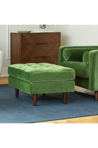 Ürgüp Ahşap Ayaklı Dekoratif Puf Yeşil