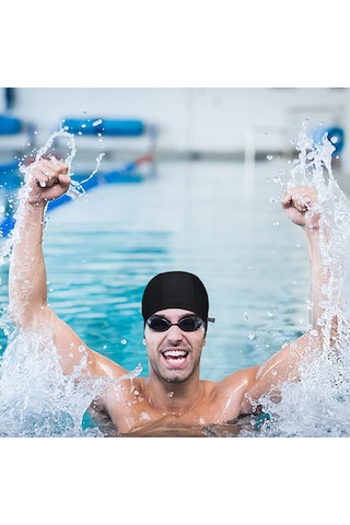 2 Adet Siyah Likralı Bez Bone Havuz Bonesi Deniz Yüzücü Bonesi Siyah