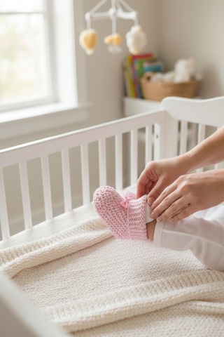 Balbeybi Örgü Triko Yenidoğan Bebek Patiği 0 6 Ay Unisex Ponponsuz Yumuşak Patik Pembe