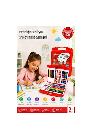 Boyama Çantası 1 Paket Fixpoint 36 Parça Boyama Seti Çantalı Kuru Boya Sulu Boya Pastel Boya Keçeli Kalem