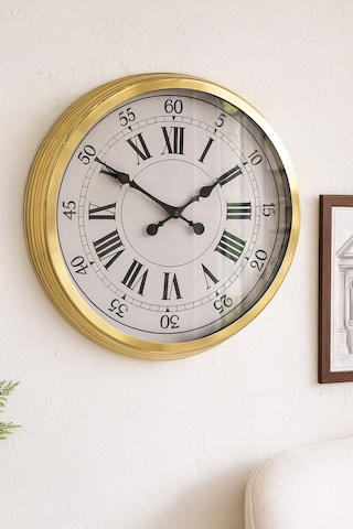 60 Cm Gold Metal Dekoratif Roma Rakamlı Duvar Saati 11 31355117
