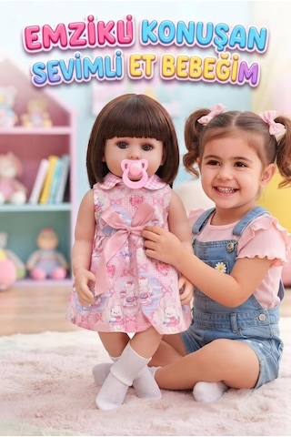 Emzikli Sevimli %100 Et Bebek - 50 Cm Konuşan Gerçekçi Oyun Arkadaşı İnteraktif Eğitici Oyuncak 20464235
