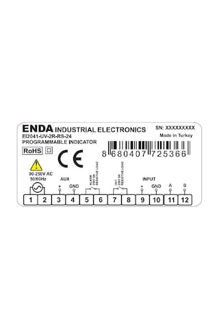 Enda Eı2041-lv-rs ,77x35mm 24vac/dc Analog Giriş Rs485 Proses Gösterge