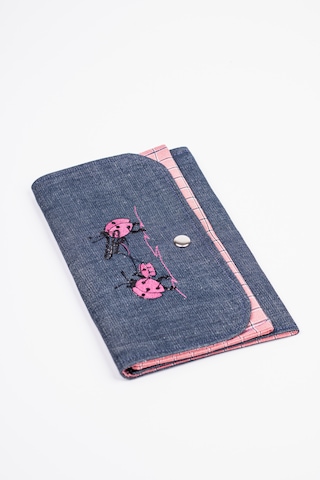 Fabric Craft Bag Kadın Kumaş Cüzdan Nakışlı Mavi - Pembe