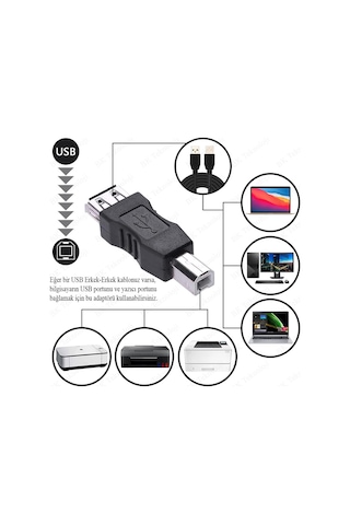 USB-B Printer Erkek to USB-A Dişi Adaptör