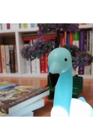 Buffer Dekoratif Işık Altında Renk Değiştiren Pilli Kuğu Gece Lambası Renk