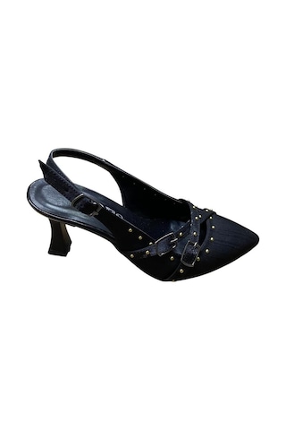 Yaren Moda Kadın Kadeh Topuklu İşlemeli Arkası Açık Stiletto Siyah - 870536469 Siyah