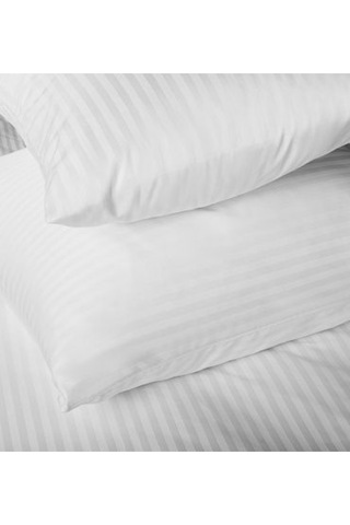 Lumira Çizgili Pamuk Nevresim Takımı Tek Kişilik Premium 83 Tel Otel Serisi 160x230 Beyaz