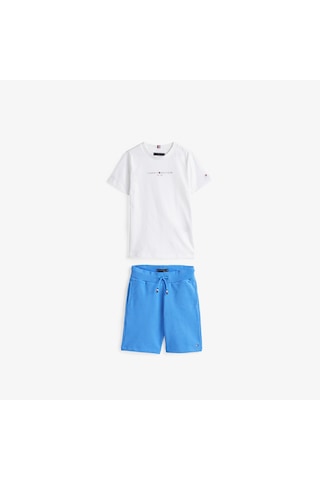 Tommy Hilfiger Baskılı Çocuk Beyaz/mavi Şort Takım Kb0kb09666 Beyaz
