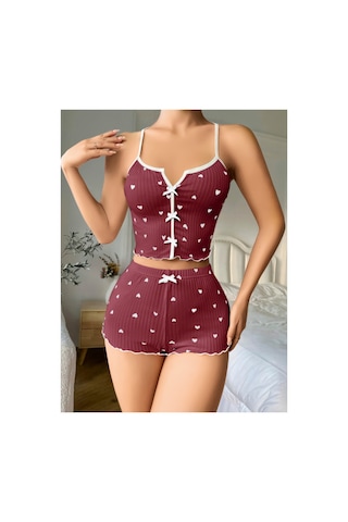 Lily Bianca Nightwear Göbek Dekolteli Şortlu Penye Gecelik Şeffaf