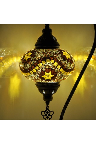 Mozaik Lamba Osmanlı Otantik Renkli Camlı El Yapımı Abajur Amber