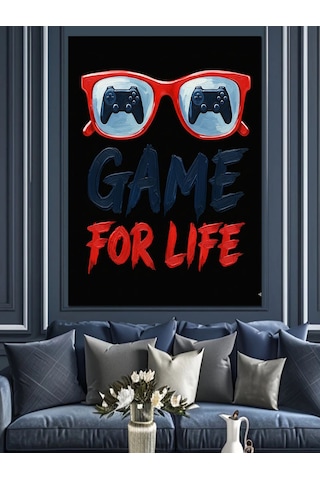 Karizma Tablo Kırmızı Gözlüklü Gamer Posteri Dekoratif Kanvas - Mdf Ahşap Tablo