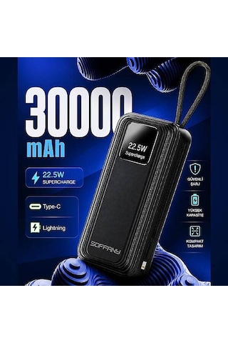 Hy-330 30.000 Mah Powerbank 22.5w Type-c + Lightning Çıkışlı Siyah