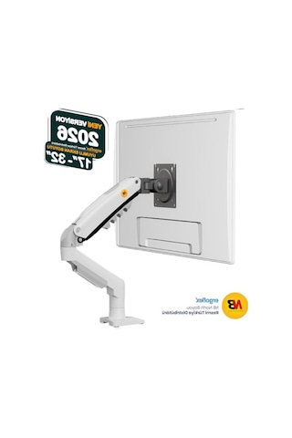 Ergonomik Monitör Standı, 17-32 İnç Uyumlu, Modern Tasarım İle Beyaz Renk