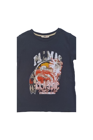 Çikoby Erkek Çocuk Pamuklu Yarım Kol Baskılı Tshirt-12849-lacivert Lacivert
