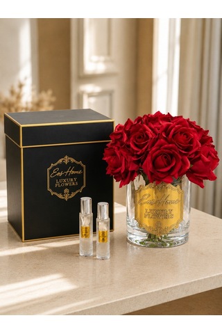 Rosemira On Güllü Parfümlü Dekoratif Çiçek - Kırmızı-7535 Gül - Meyve