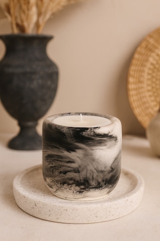 Dekoratif Kokulu Mum Mermer Desenli Gri