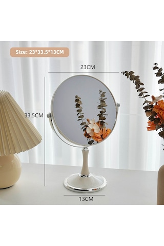 Hangfox 6 İnç Avrupa Stili 360 Derece Döner Masaüstü Makyaj Aynası - İki Yönlü 3 Kat Büyütme Fonksiyonu Büyük Boy Dairesel