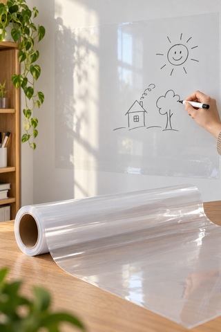 5 Adet Kendinden Yapışkanlı Şeffaf Tahta Filmi Pvc Silinebilir Duvar Yazı Tahtası Film 2 Metre X 60 Cm, Okul Kreş Adhesive Dry-erase Diğer