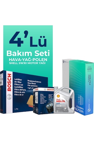 Bosch Citroen Ds3 1.2 Benzinli Filtre Bakım Seti Shell Motor Yağlı (2010-2016) 4 Lü