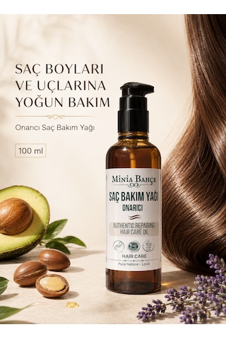 Minia Bahçe Kuru ve Mat Saçlar için Yoğun Onarıcı Saç Bakım Yağı 100 ML