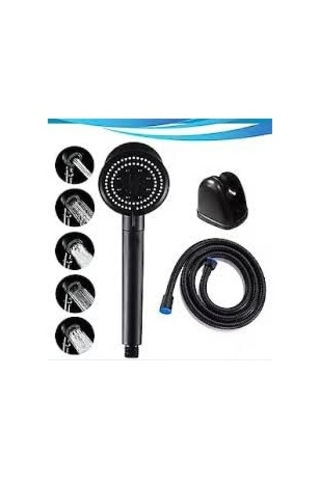 Qianfan Yapı 5 Fonksiyonlu Yüksek Basınçlı Duş Başlığı Mafsalı Siyah