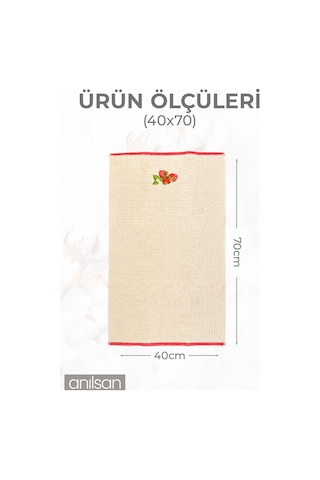 6'lı Bej Çilek Desen Mutfak Havlusu Seti - 40x70 Cm, 120 Gr El Ve Yüz Havlusu