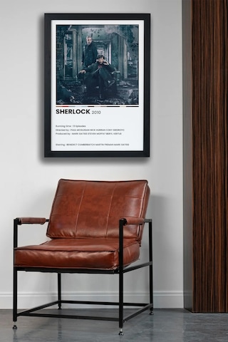 Sherlock Holmes Dizi-film Siyah Çerçeveli Tablo Poster