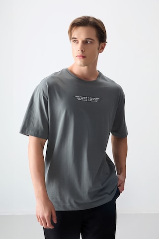 Air Jones Tommy Life Haki %100 Pamuk Kalın Yumuşak Dokulu Oversize Fit Baskılı Erkek T-shirt - 88356 Haki